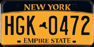NY license plate HGK0472