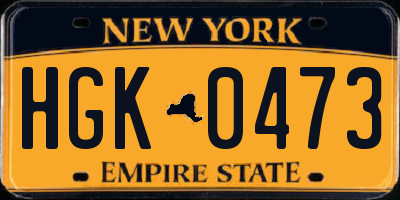 NY license plate HGK0473