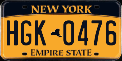 NY license plate HGK0476