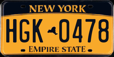NY license plate HGK0478