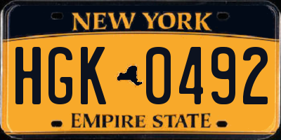 NY license plate HGK0492