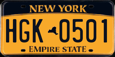 NY license plate HGK0501