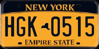 NY license plate HGK0515