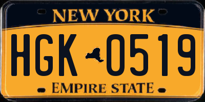 NY license plate HGK0519