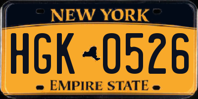 NY license plate HGK0526