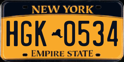 NY license plate HGK0534