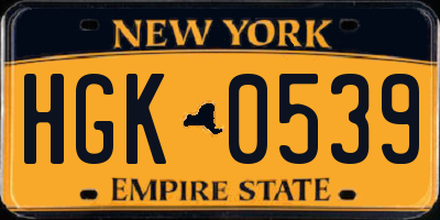 NY license plate HGK0539