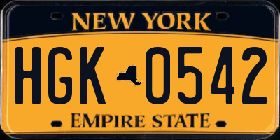 NY license plate HGK0542