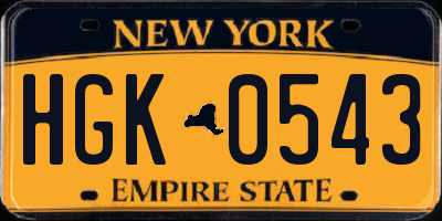 NY license plate HGK0543