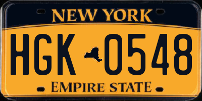 NY license plate HGK0548