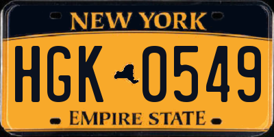 NY license plate HGK0549