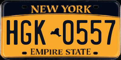 NY license plate HGK0557