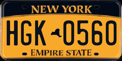 NY license plate HGK0560