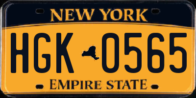 NY license plate HGK0565