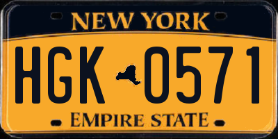 NY license plate HGK0571
