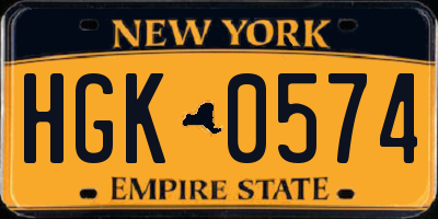 NY license plate HGK0574