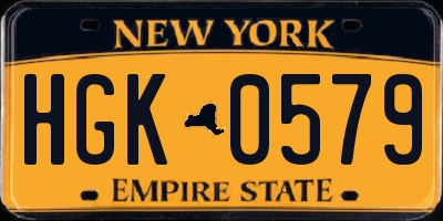 NY license plate HGK0579