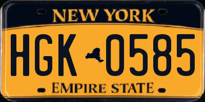 NY license plate HGK0585
