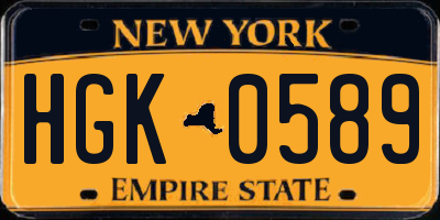 NY license plate HGK0589