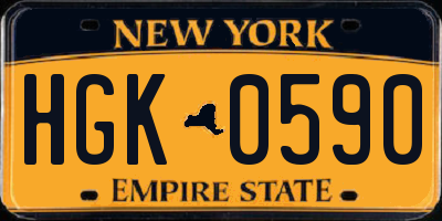 NY license plate HGK0590