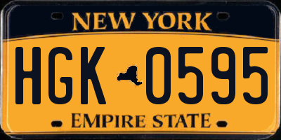 NY license plate HGK0595