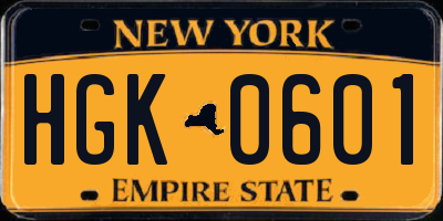 NY license plate HGK0601