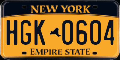 NY license plate HGK0604