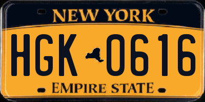 NY license plate HGK0616