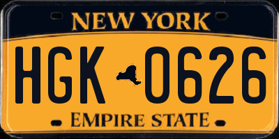 NY license plate HGK0626