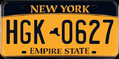 NY license plate HGK0627