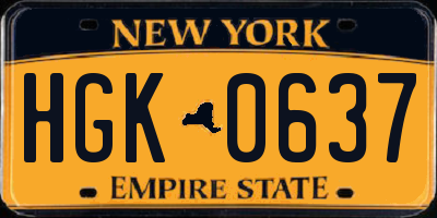 NY license plate HGK0637