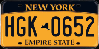 NY license plate HGK0652