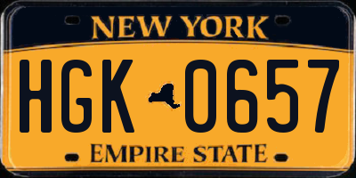 NY license plate HGK0657