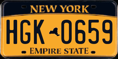 NY license plate HGK0659