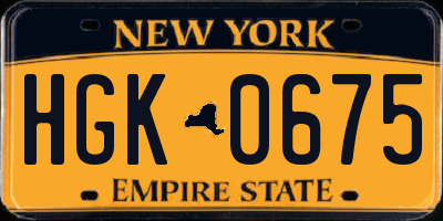 NY license plate HGK0675