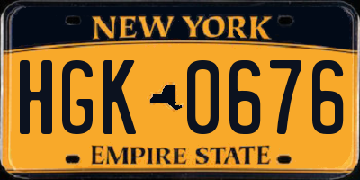 NY license plate HGK0676