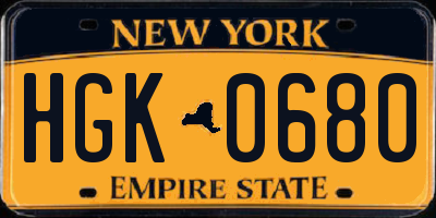 NY license plate HGK0680