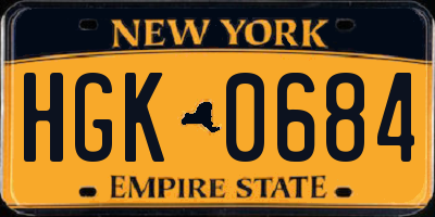 NY license plate HGK0684