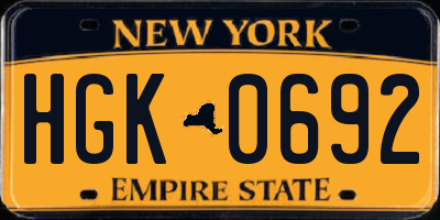 NY license plate HGK0692