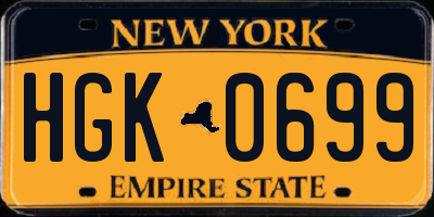 NY license plate HGK0699