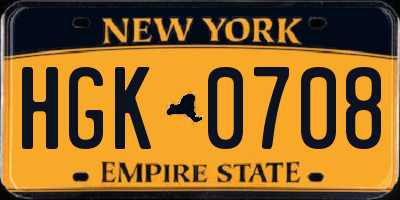 NY license plate HGK0708