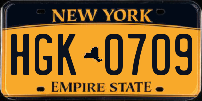 NY license plate HGK0709