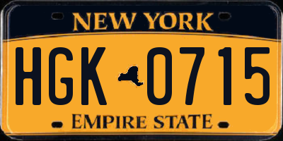 NY license plate HGK0715