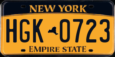 NY license plate HGK0723