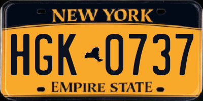 NY license plate HGK0737