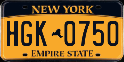 NY license plate HGK0750