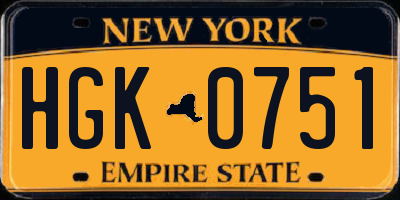 NY license plate HGK0751