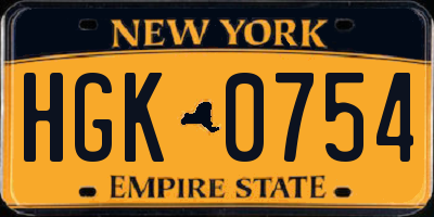 NY license plate HGK0754