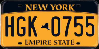 NY license plate HGK0755