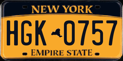 NY license plate HGK0757
